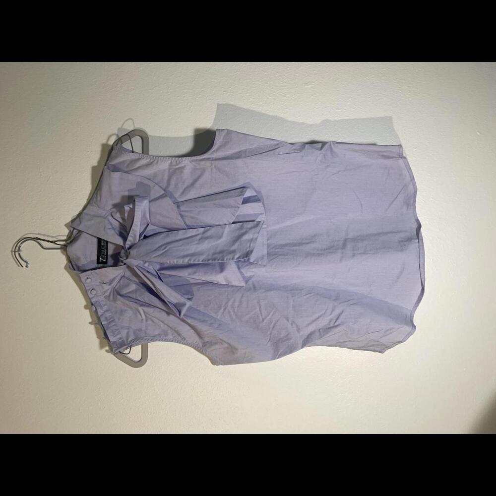 Sleeveless Blouse with Bow and shoulder button Detail XS